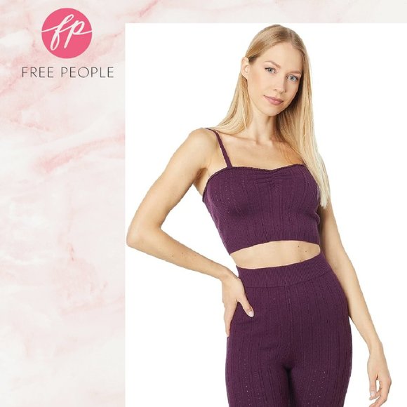 Free People Morning Light Royal Purple Loungewear Exercise Yoga Leggings NEW SET - Picture 4 of 5
